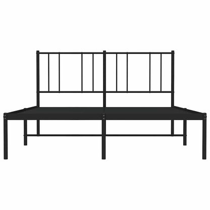 vidaXL Metal Bed Frame without Mattress with Headboard Black 150x200cm