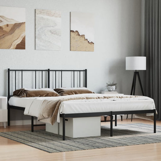 vidaXL Metal Bed Frame without Mattress with Headboard Black 160x200cm