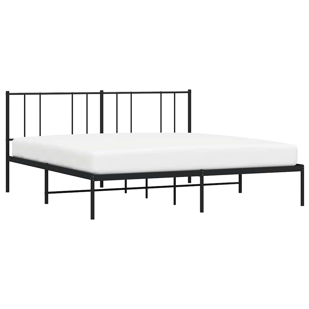 vidaXL Metal Bed Frame without Mattress with Headboard Black 183x213cm