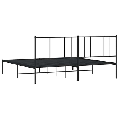 vidaXL Metal Bed Frame without Mattress with Headboard Black 183x213cm