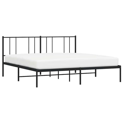 vidaXL Metal Bed Frame without Mattress with Headboard Black 193x203cm