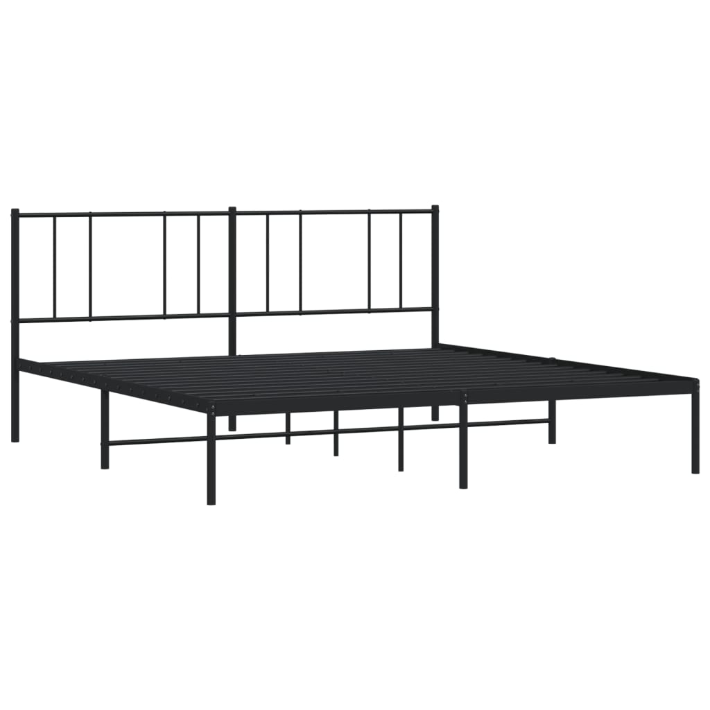 vidaXL Metal Bed Frame without Mattress with Headboard Black 200x200cm