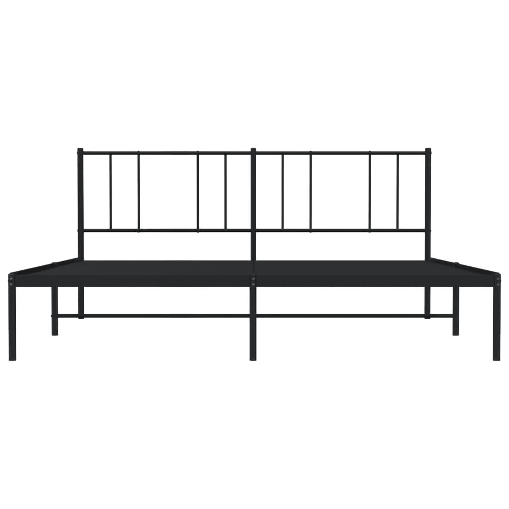 vidaXL Metal Bed Frame without Mattress with Headboard Black 200x200cm