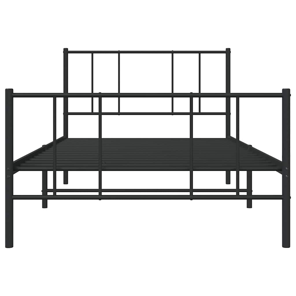 vidaXL Metal Bed Frame without Mattress with Footboard Black 75x190cm