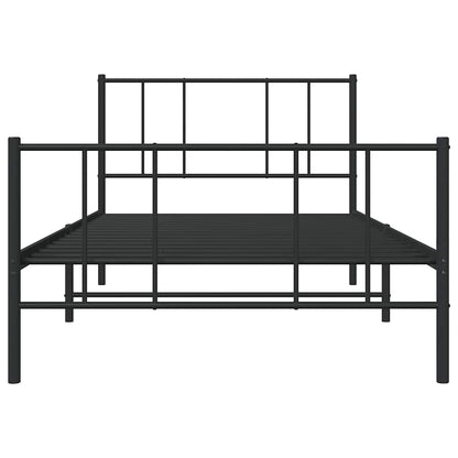 vidaXL Metal Bed Frame without Mattress with Footboard Black 75x190cm