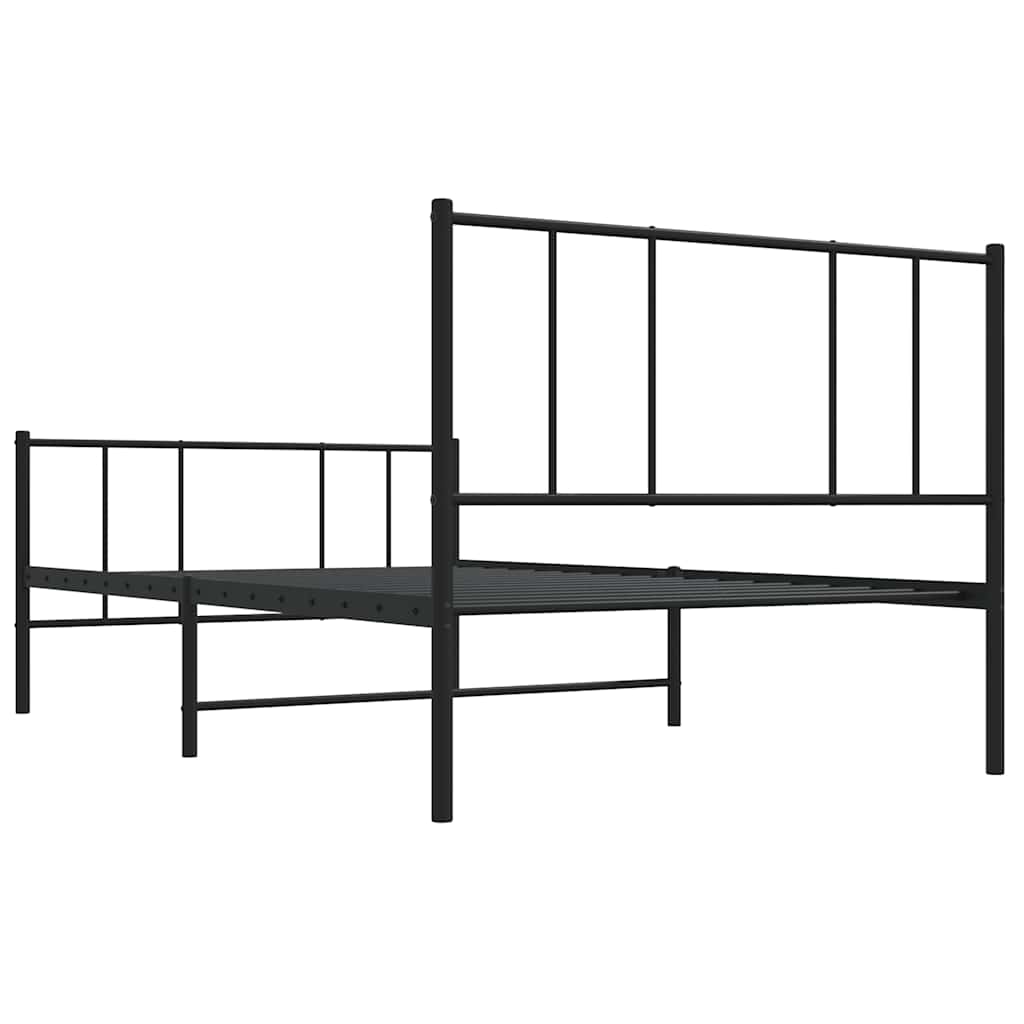 vidaXL Metal Bed Frame without Mattress with Footboard Black 75x190cm