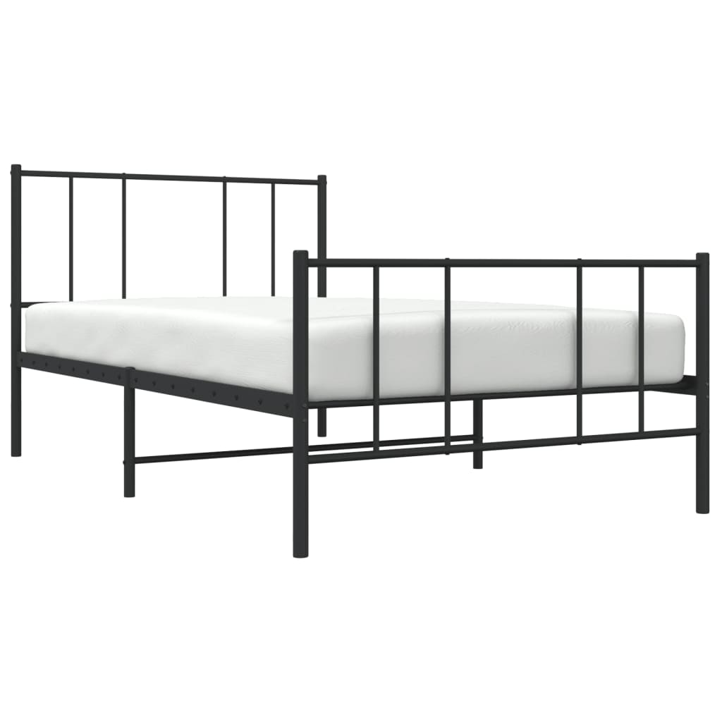 vidaXL Metal Bed Frame without Mattress with Footboard Black 90x190cm