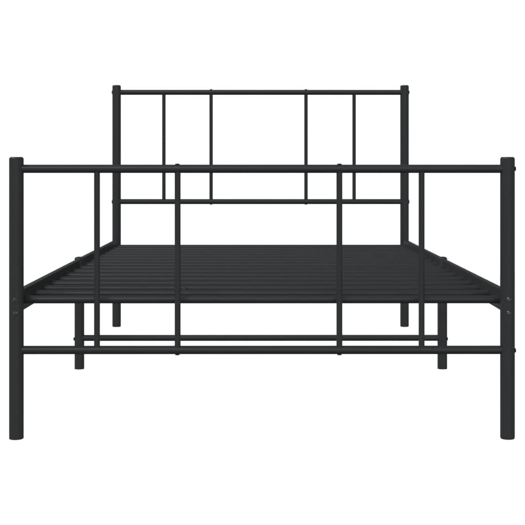 vidaXL Metal Bed Frame without Mattress with Footboard Black 90x190cm