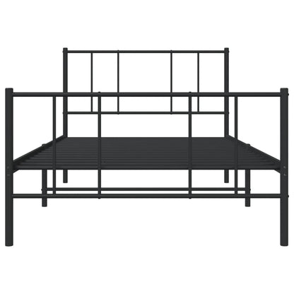 vidaXL Metal Bed Frame without Mattress with Footboard Black 90x190cm