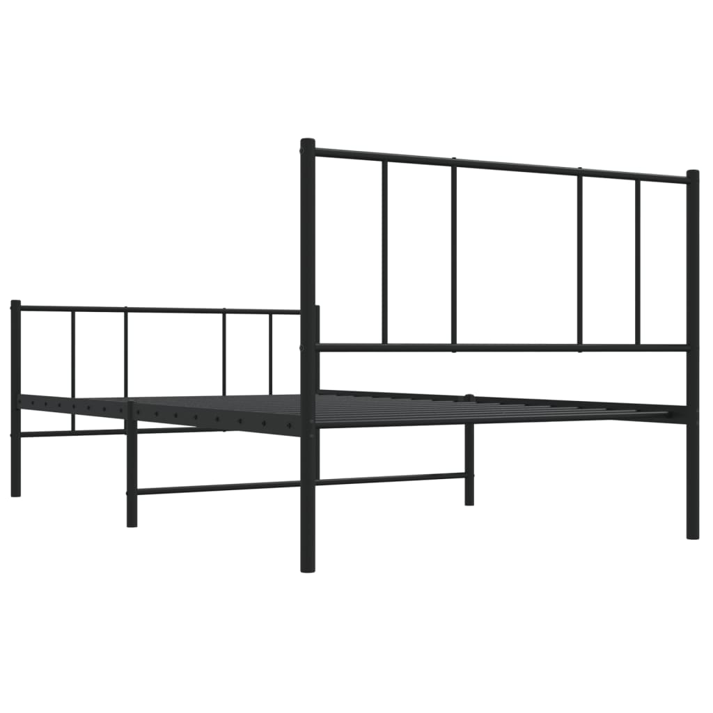 vidaXL Metal Bed Frame without Mattress with Footboard Black 90x190cm
