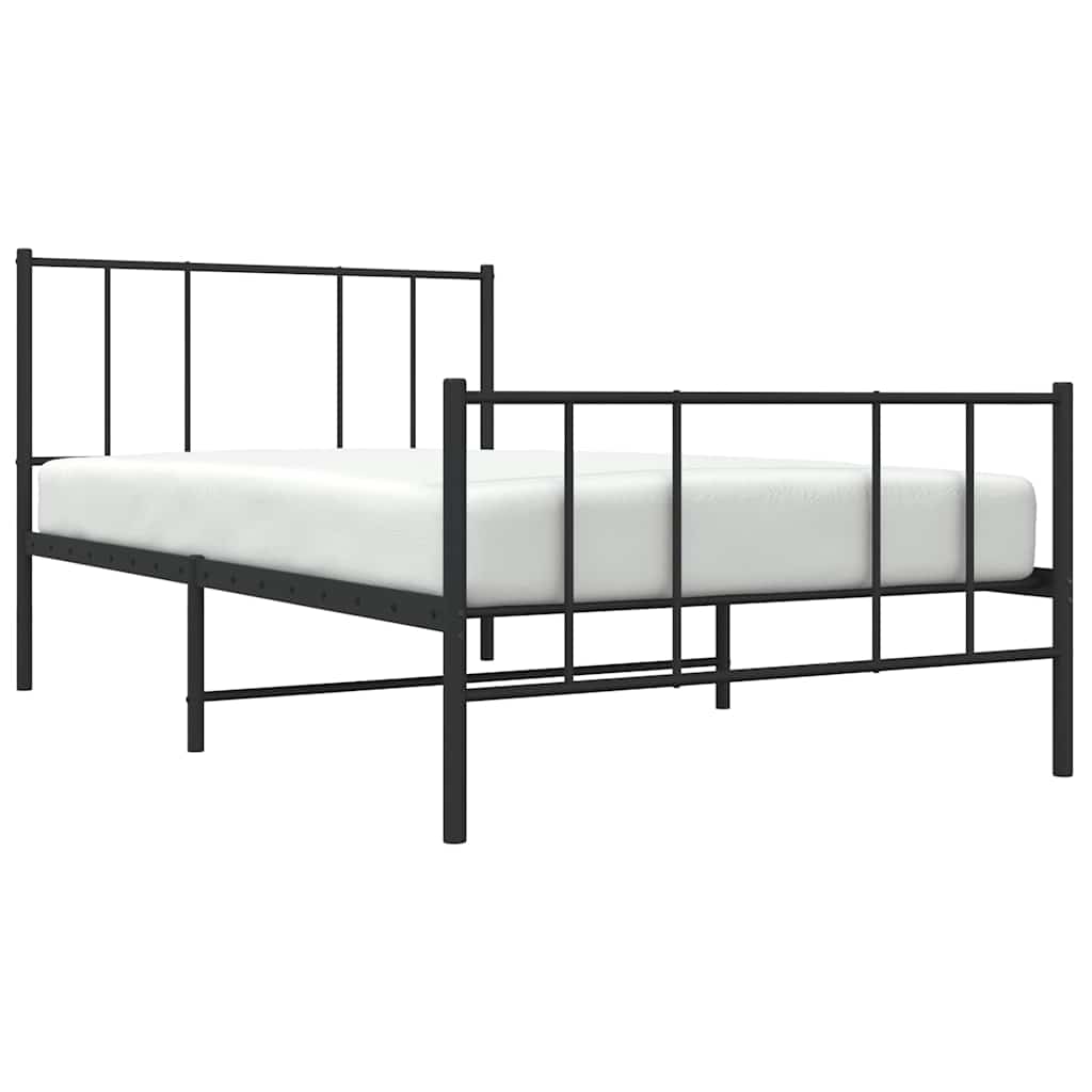 vidaXL Metal Bed Frame without Mattress with Footboard Black 100x190cm