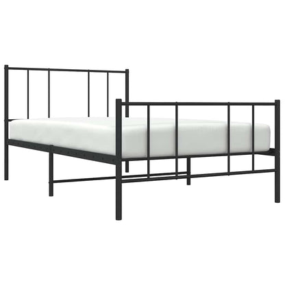 vidaXL Metal Bed Frame without Mattress with Footboard Black 100x190cm