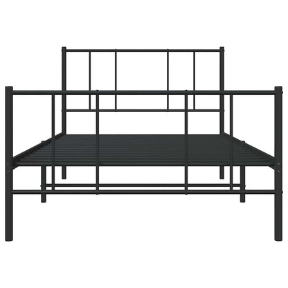 vidaXL Metal Bed Frame without Mattress with Footboard Black 100x190cm