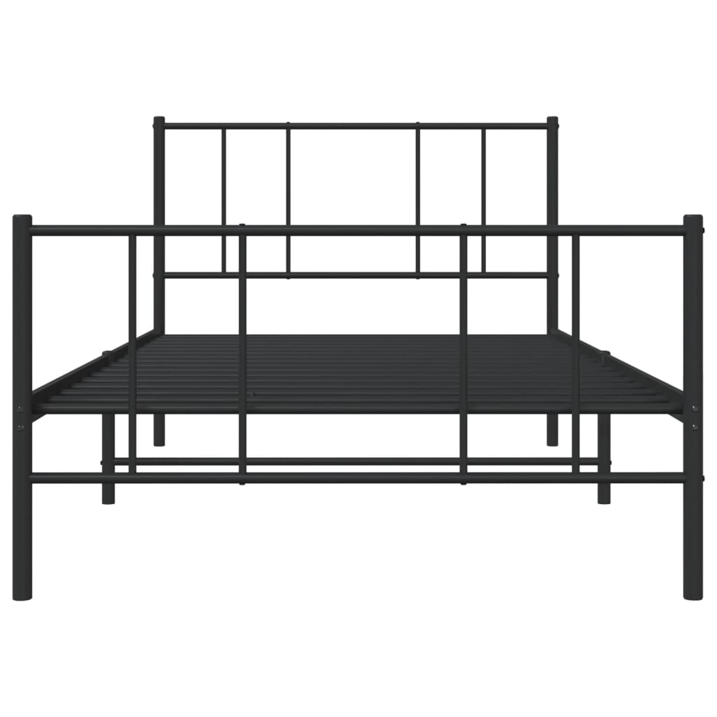 vidaXL Metal Bed Frame without Mattress with Footboard Black 100x200cm