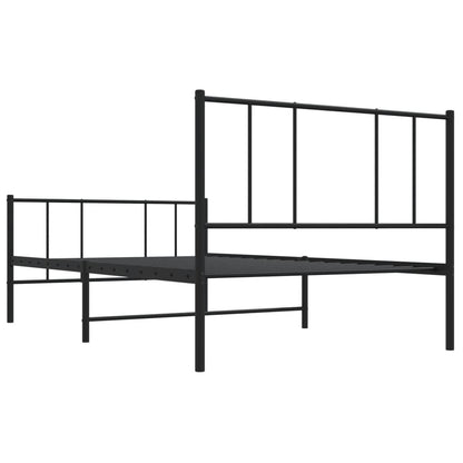 vidaXL Metal Bed Frame without Mattress with Footboard Black 100x200cm