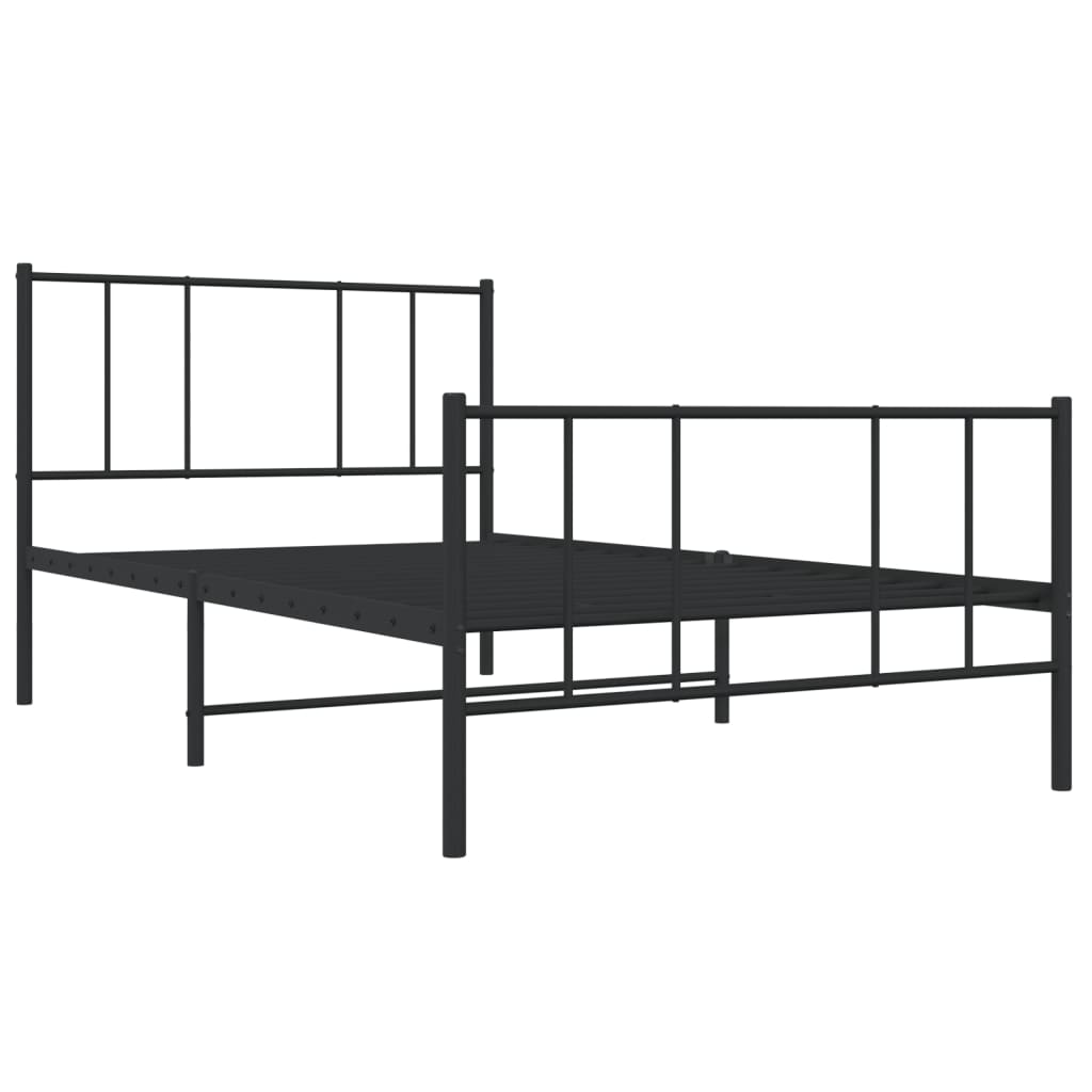 vidaXL Metal Bed Frame without Mattress with Footboard Black 107x203cm