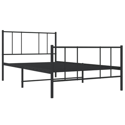 vidaXL Metal Bed Frame without Mattress with Footboard Black 107x203cm