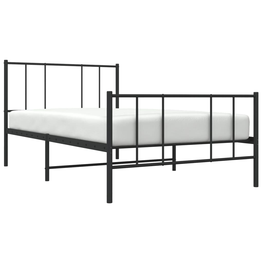 vidaXL Metal Bed Frame without Mattress with Footboard Black 107x203cm