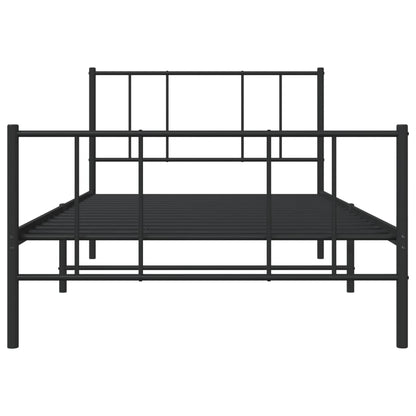 vidaXL Metal Bed Frame without Mattress with Footboard Black 107x203cm