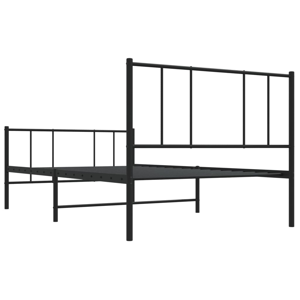 vidaXL Metal Bed Frame without Mattress with Footboard Black 107x203cm