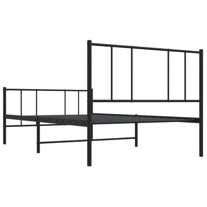 vidaXL Metal Bed Frame without Mattress with Footboard Black 107x203cm