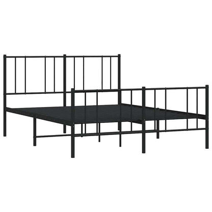 vidaXL Metal Bed Frame without Mattress with Footboard Black 120x190cm