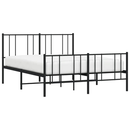 vidaXL Metal Bed Frame without Mattress with Footboard Black 120x200cm