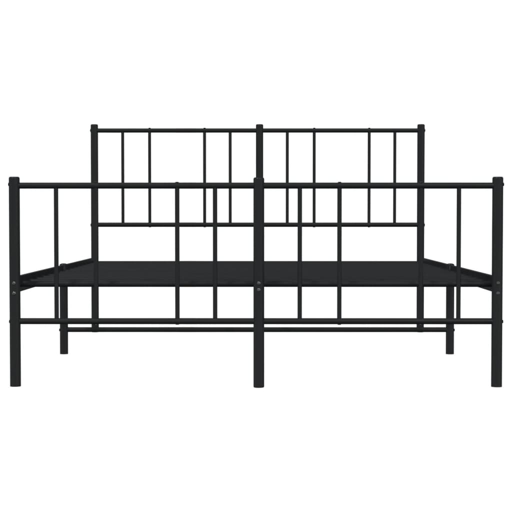 vidaXL Metal Bed Frame without Mattress with Footboard Black 120x200cm