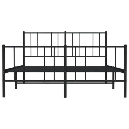 vidaXL Metal Bed Frame without Mattress with Footboard Black 120x200cm