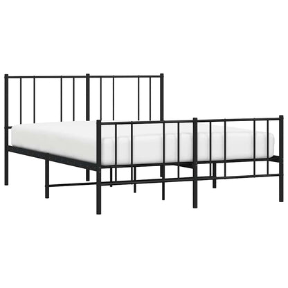 vidaXL Metal Bed Frame without Mattress with Footboard Black 135x190cm