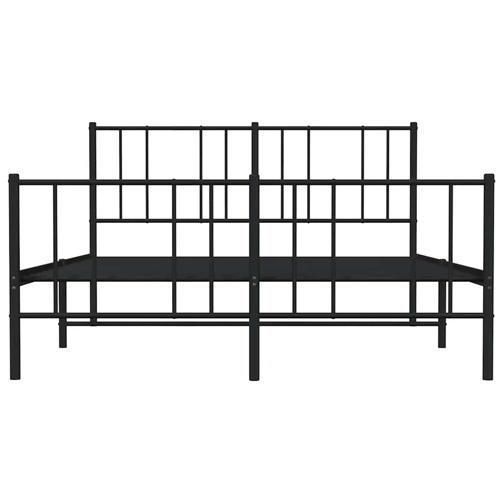 vidaXL Metal Bed Frame without Mattress with Footboard Black 135x190cm