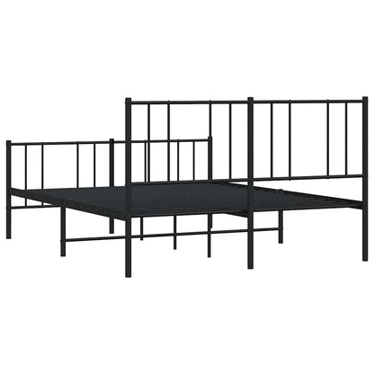 vidaXL Metal Bed Frame without Mattress with Footboard Black 135x190cm