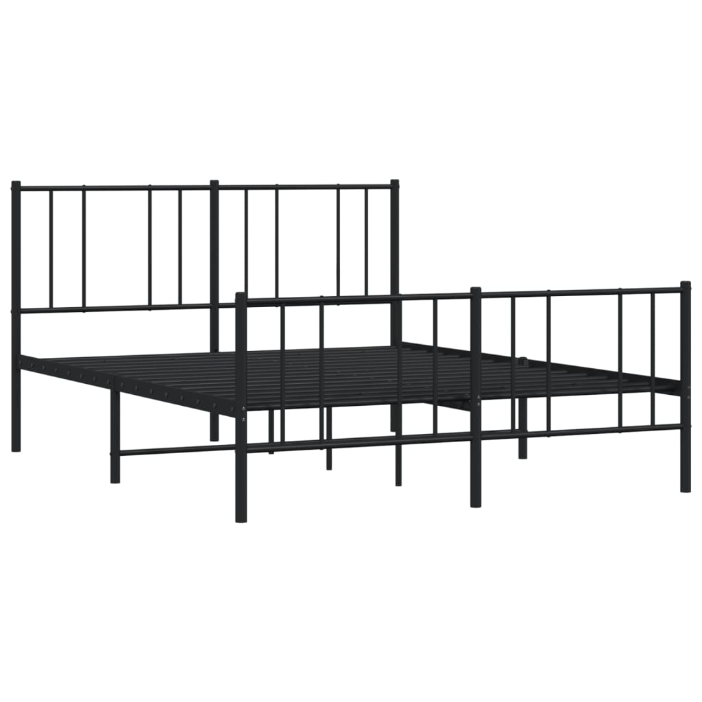 vidaXL Metal Bed Frame without Mattress with Footboard Black 140x190cm