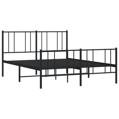 vidaXL Metal Bed Frame without Mattress with Footboard Black 140x190cm