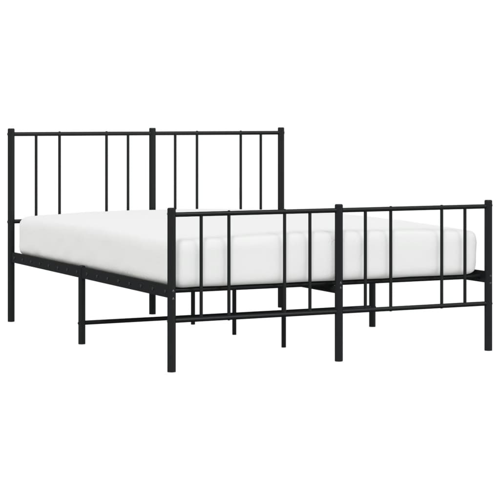 vidaXL Metal Bed Frame without Mattress with Footboard Black 140x190cm