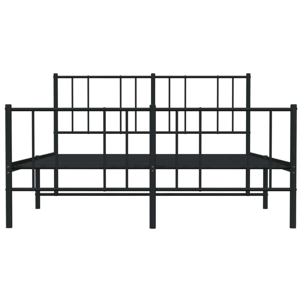 vidaXL Metal Bed Frame without Mattress with Footboard Black 140x190cm