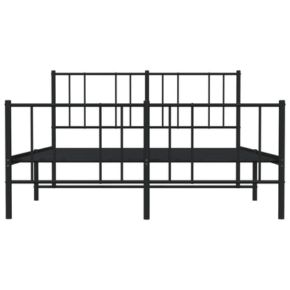 vidaXL Metal Bed Frame without Mattress with Footboard Black 140x190cm