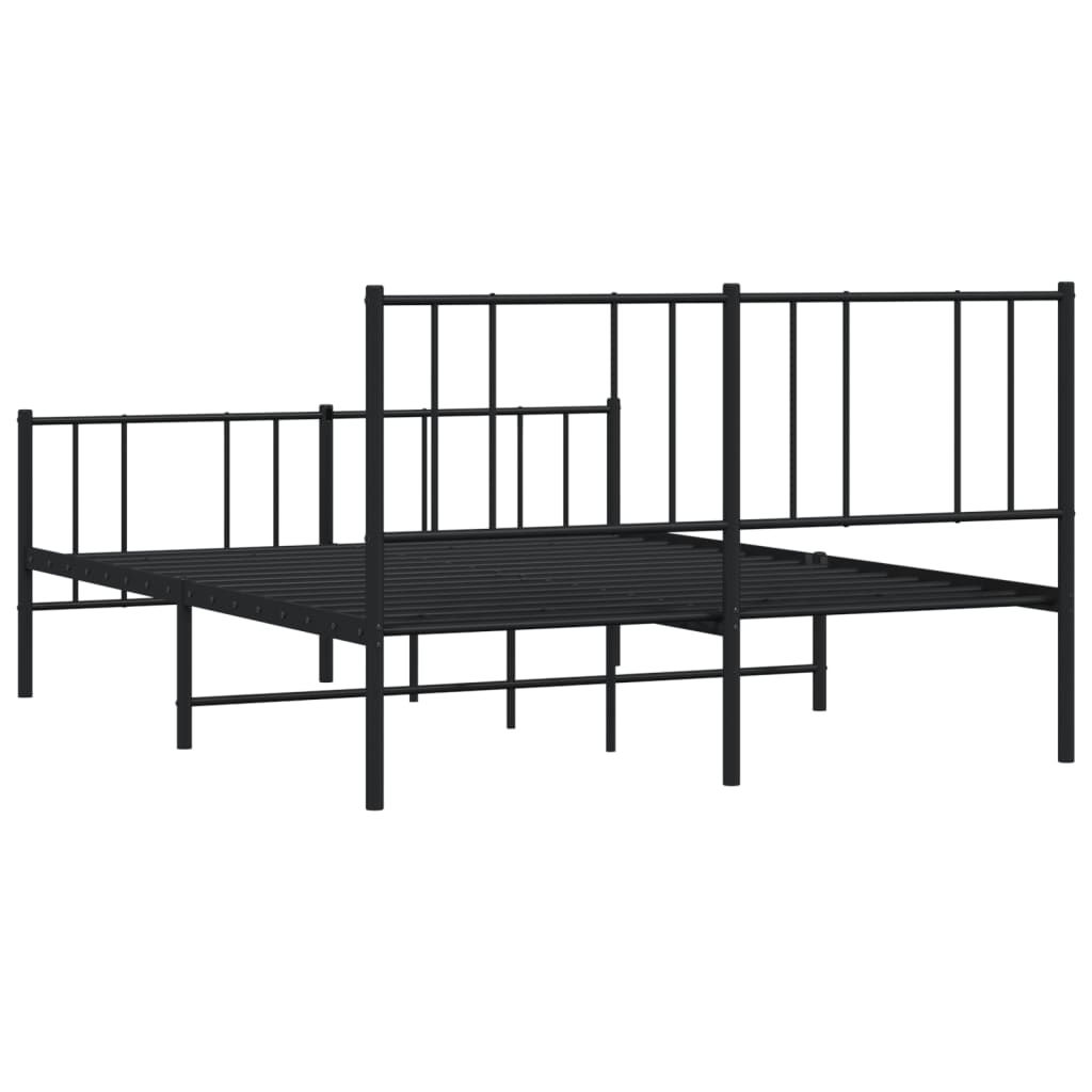 vidaXL Metal Bed Frame without Mattress with Footboard Black 140x190cm