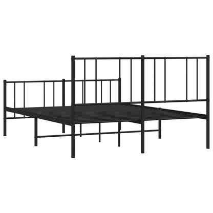 vidaXL Metal Bed Frame without Mattress with Footboard Black 140x190cm