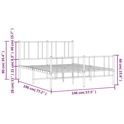 vidaXL Metal Bed Frame without Mattress with Footboard Black 140x190cm