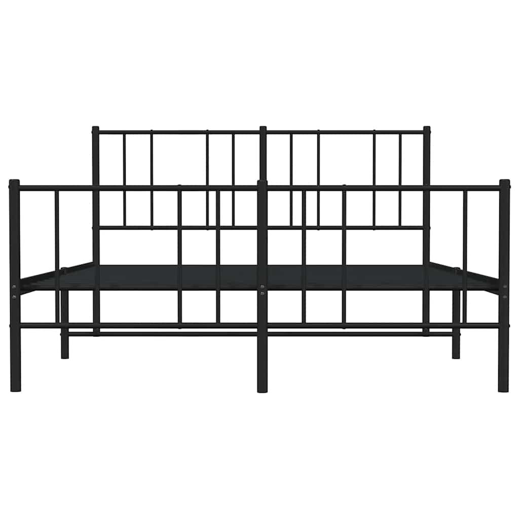 vidaXL Metal Bed Frame without Mattress with Footboard Black 140x200cm
