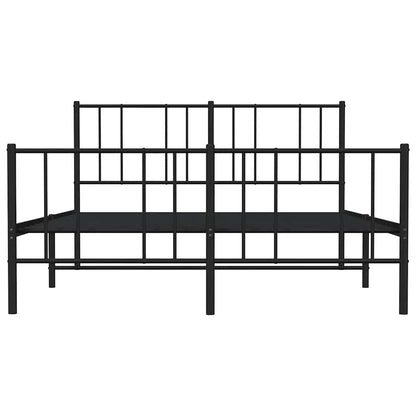 vidaXL Metal Bed Frame without Mattress with Footboard Black 140x200cm