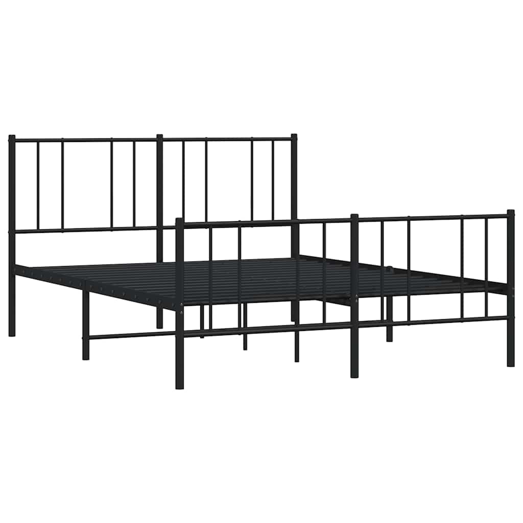 vidaXL Metal Bed Frame without Mattress with Footboard Black 150x200cm