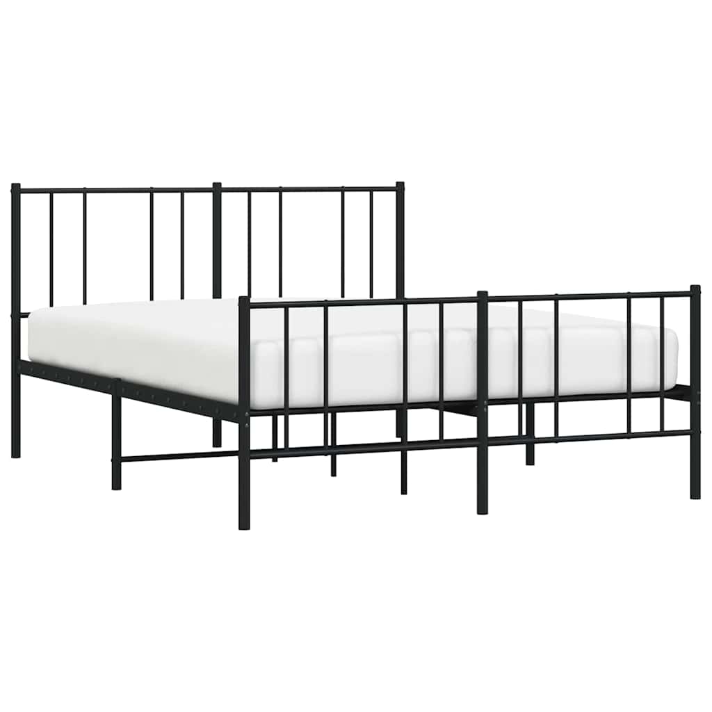 vidaXL Metal Bed Frame without Mattress with Footboard Black 150x200cm