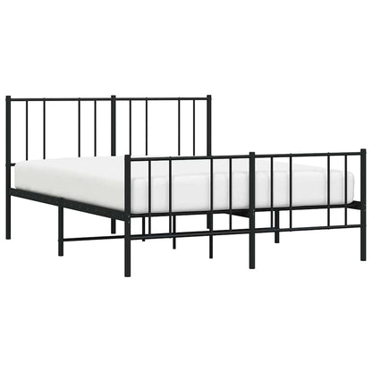 vidaXL Metal Bed Frame without Mattress with Footboard Black 150x200cm