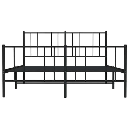 vidaXL Metal Bed Frame without Mattress with Footboard Black 150x200cm