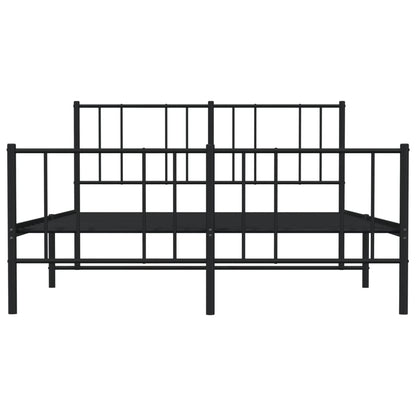 vidaXL Metal Bed Frame without Mattress with Footboard Black 160x200cm