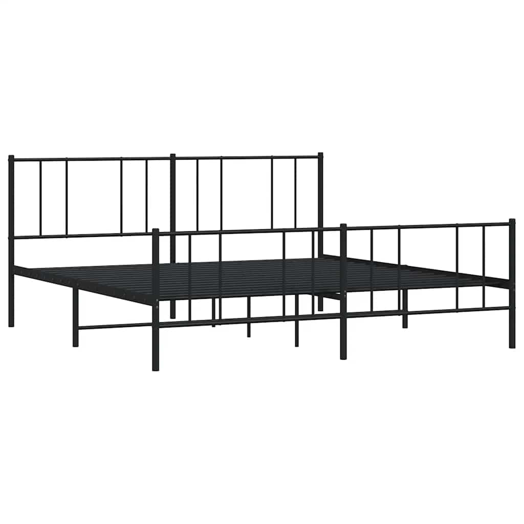 vidaXL Metal Bed Frame without Mattress with Footboard Black 180x200cm