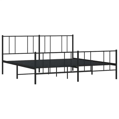 vidaXL Metal Bed Frame without Mattress with Footboard Black 180x200cm