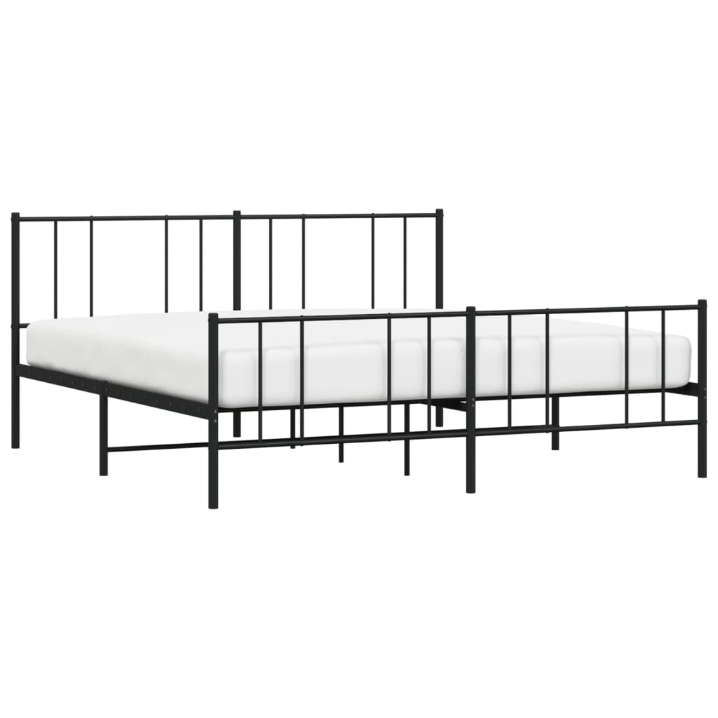 vidaXL Metal Bed Frame without Mattress with Footboard Black 180x200cm